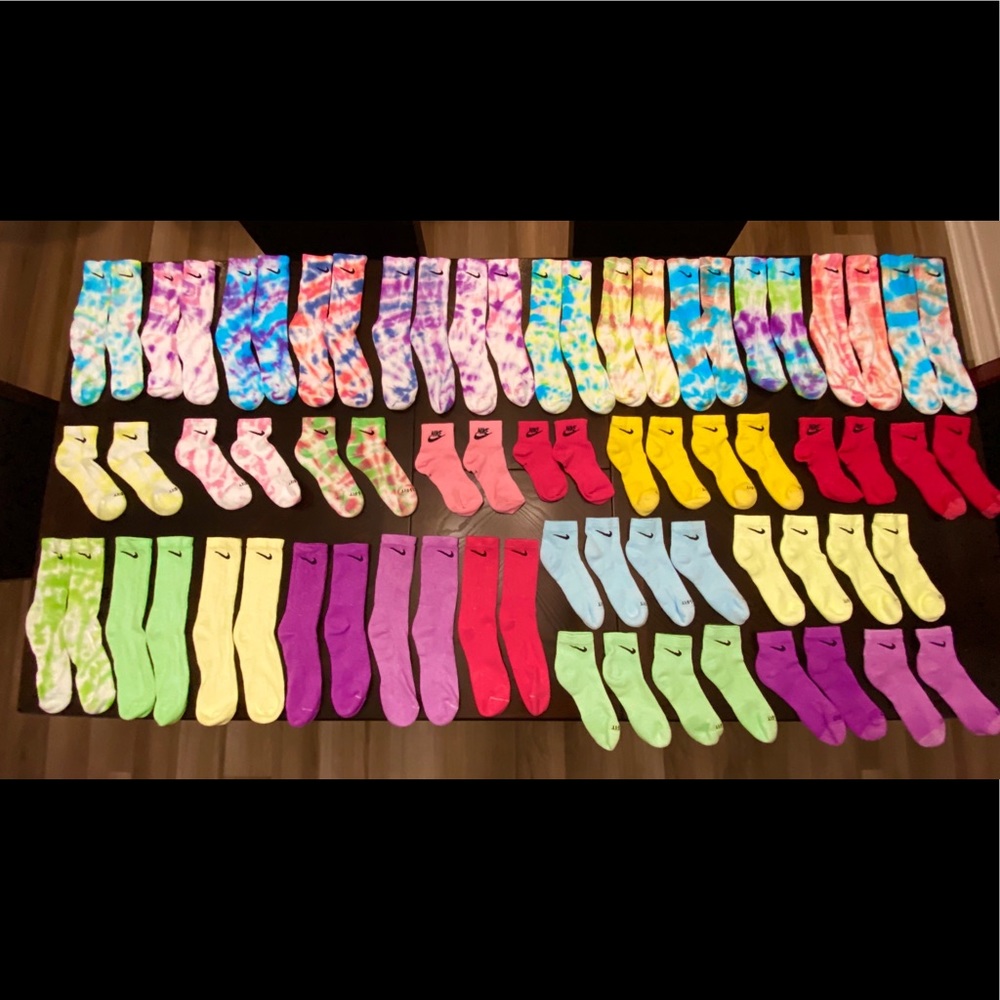 Custom Nike Tye Dye Socks and Solids